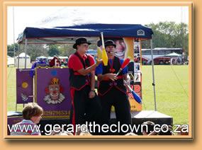duo clown show at a festival in Eastlynn